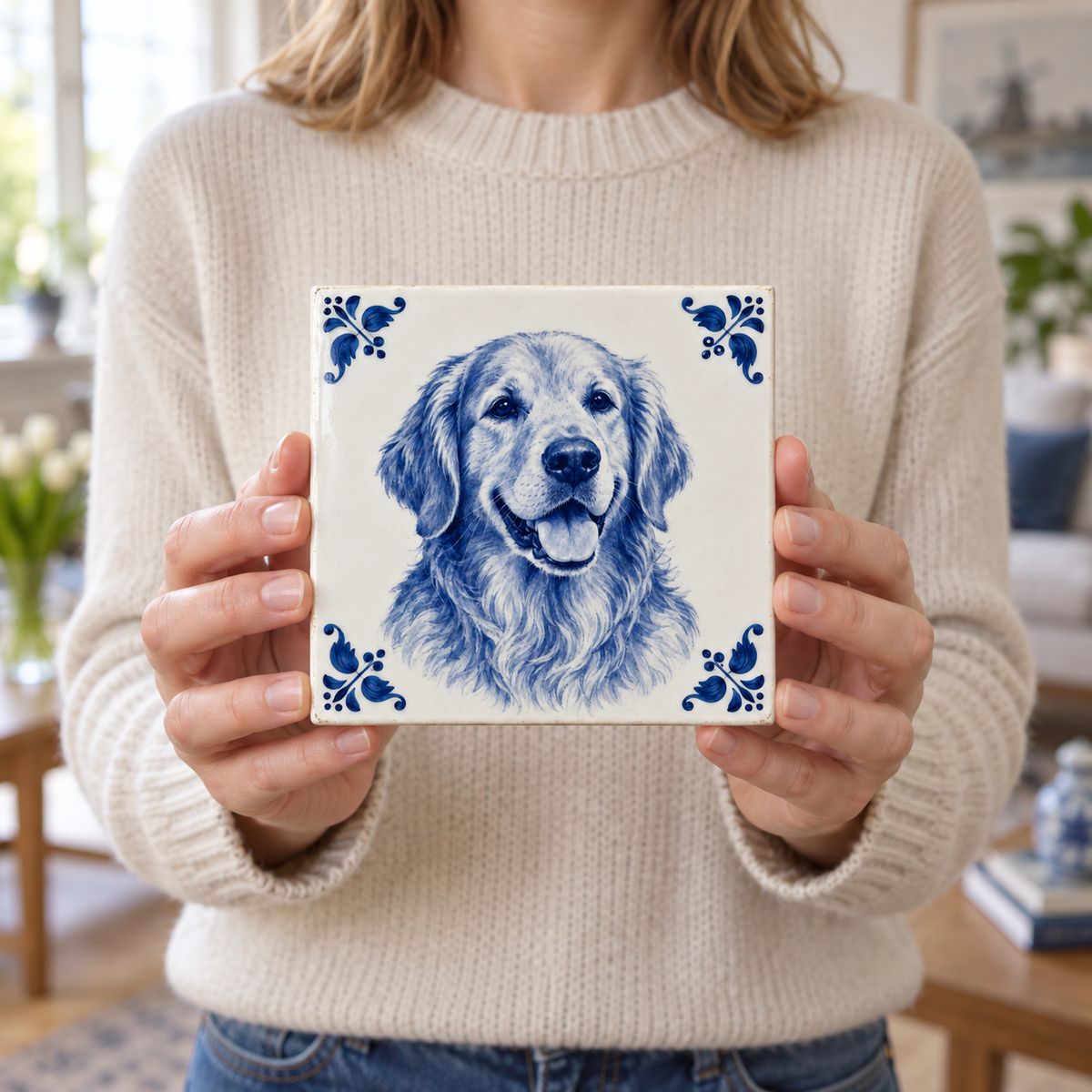 Photo tile held in two hands, so you can see its size